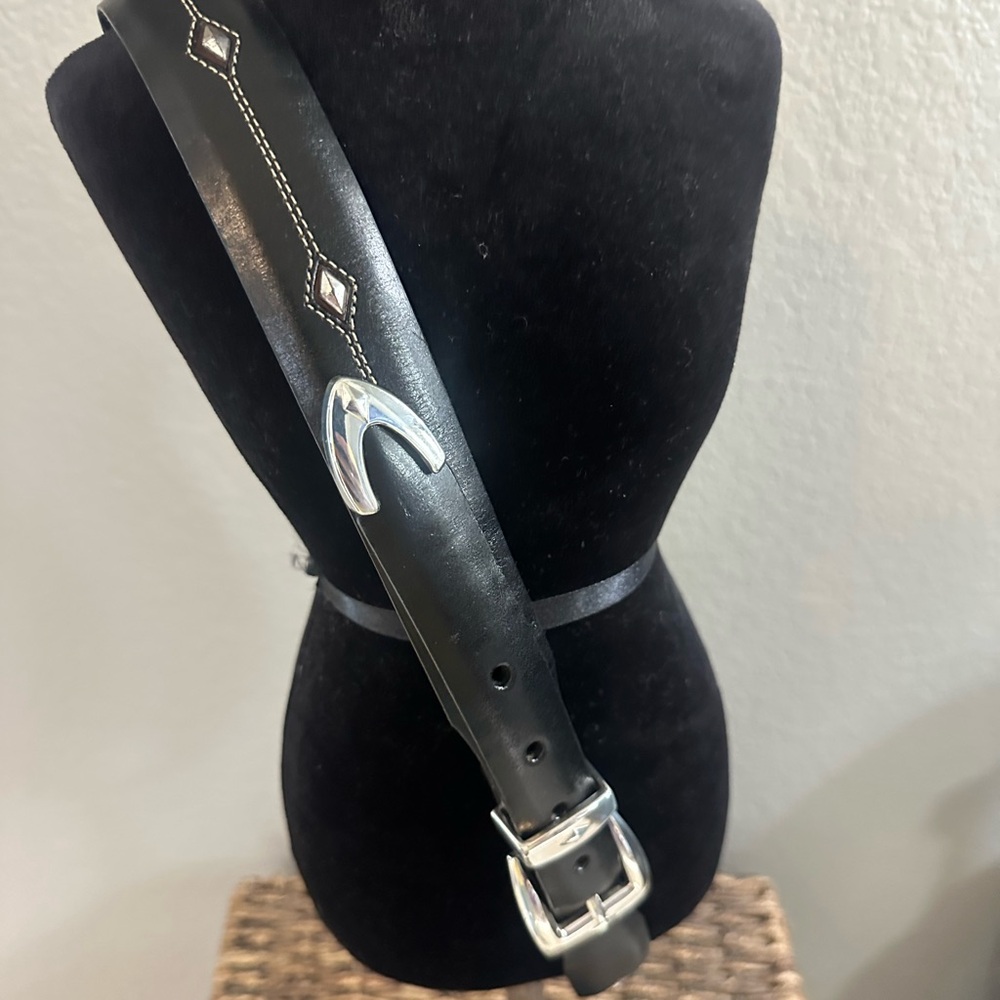 Denver Diamond Lack Leather Brighton Black Belt 40” NWOT